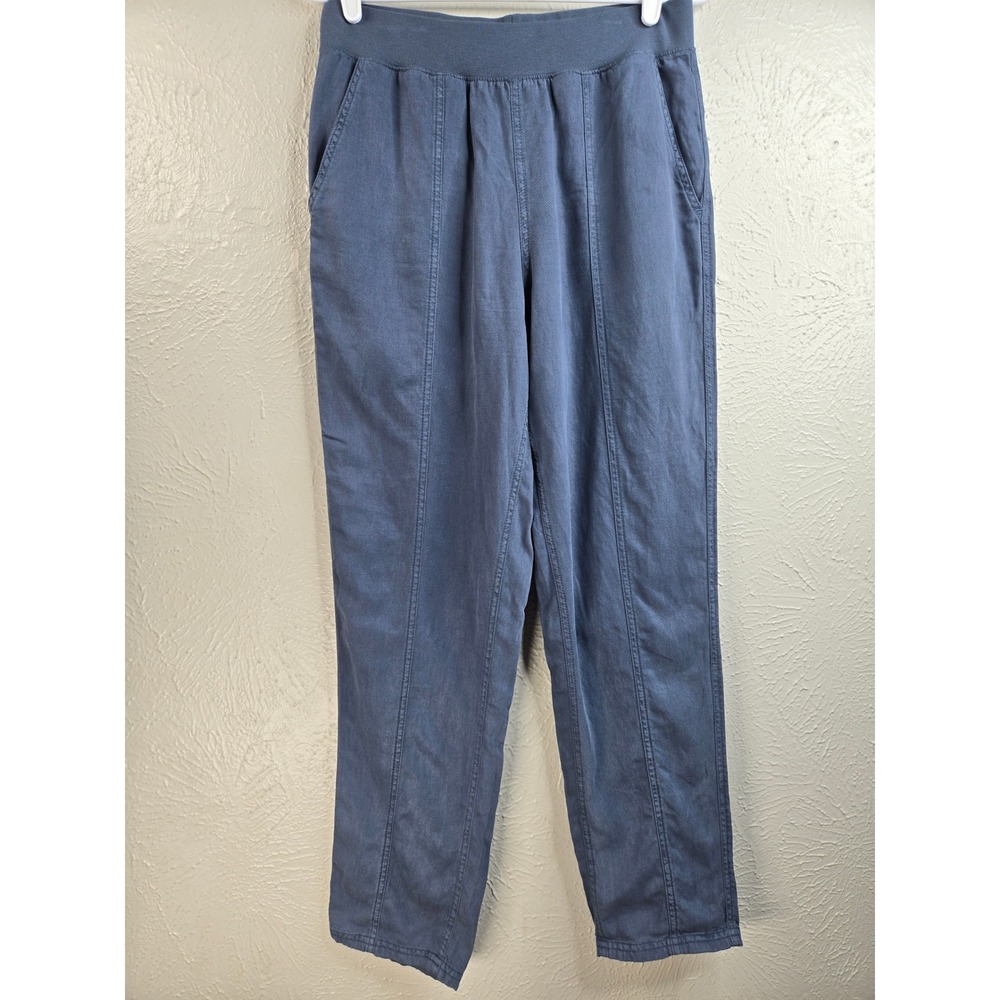 Faherty Linen Blend Tapered Leg Pants S Navy Blue Lightweight Relaxed Fit Pullon